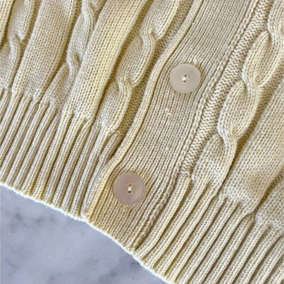 Vintage Cream Cable Knit Cardigan Sweater - Picture 5 of 7
